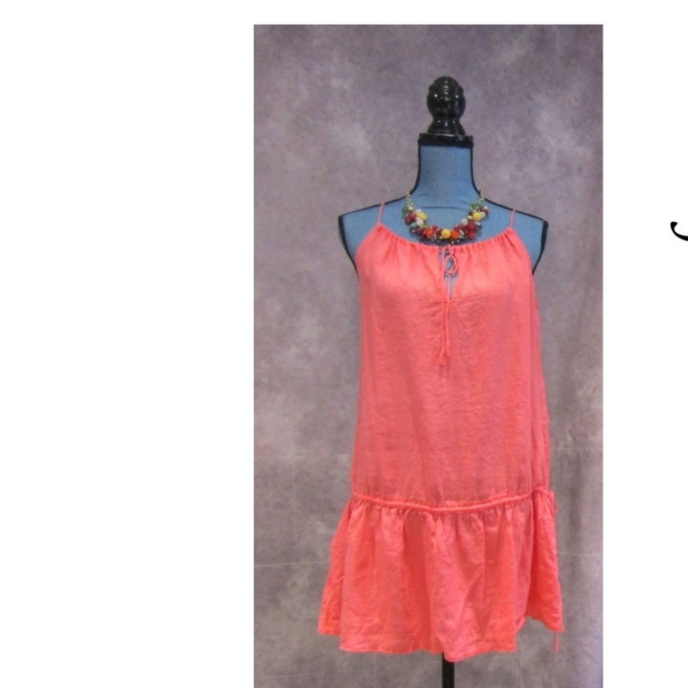J. Crew 100% Linen Drawstring Tunic Coral Size S